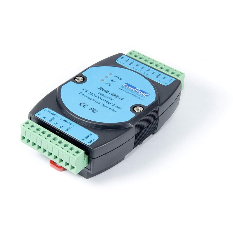 COMMFRONT Industrial RS485 Opto-Isolated Hub/Splitter/Repeater, 2500V Optical Isolation, Supports 4x128 RS-485 nodes (Expandable), DIN-Rail/Wall/Panel Mount - Image 2