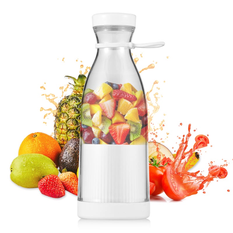 Portable Juicer 300ml White PCTG Body - 4 Sharp 304 Stainless Steel Blades Electric Blender for Home Kitchen Travel On-the-go Healthy Drink Makers - Image 1