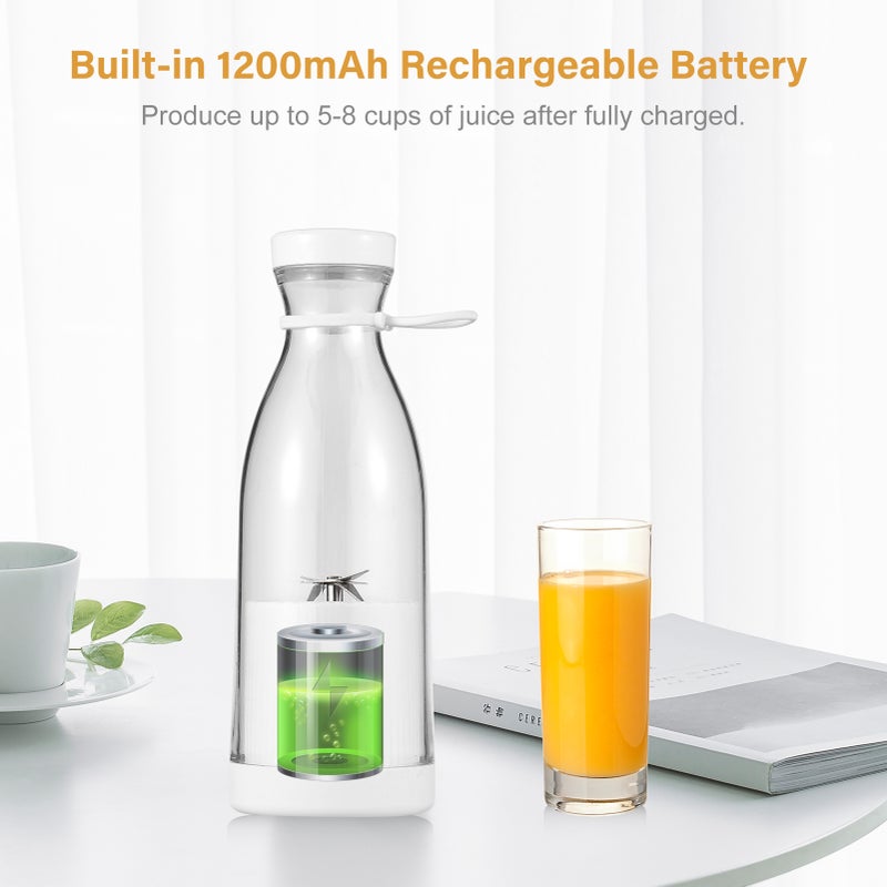 Portable Juicer 300ml White PCTG Body - 4 Sharp 304 Stainless Steel Blades Electric Blender for Home Kitchen Travel On-the-go Healthy Drink Makers - Image 4