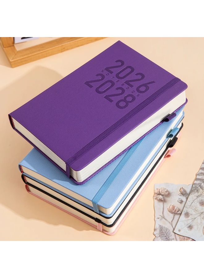 Purple Monthly Planner 2026 2027 2028 Minimalist Design with Elastic Pen Holder - Image 1