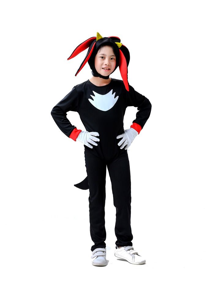 Kids Jumpsuit with Gloves,Costume Outfit Set, Black Cosplay Costume, Popular Character Clothing for Children, Ideal Dress Up for Themed Parties - Image 4