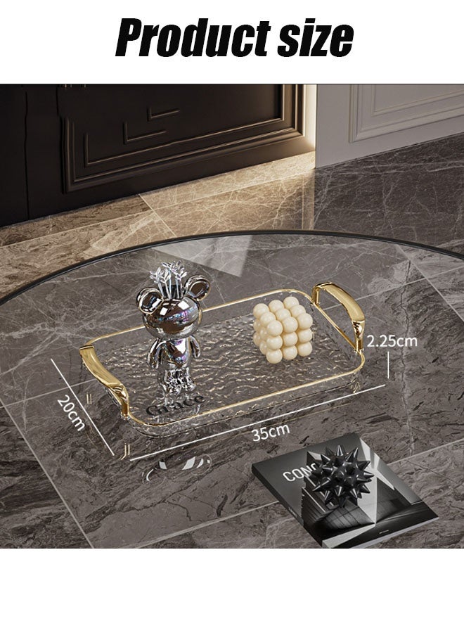 Aikenn Aikenn Rectangular Transparent Storage Box With Handle, Thick, Shatter-resistant And Easy To Clean, Suitable For Home Storage Decoration, 35×20CM, Gold Frame  - Image 2