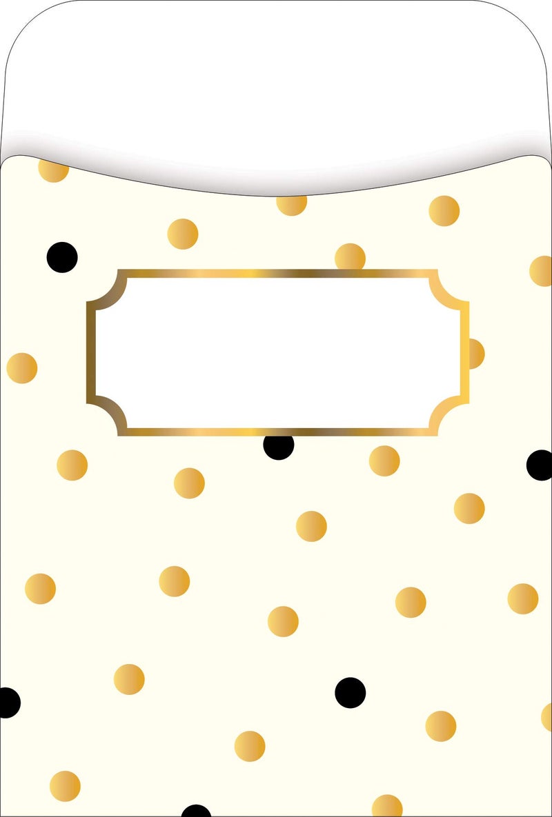 Barker Creek Peel & Stick Gold Library Pockets, 3 Designs, Great for Holding Library, Index, Flash Cards & More! 3½" x 5⅛", 30 Per Pkg (1237) - Image 2