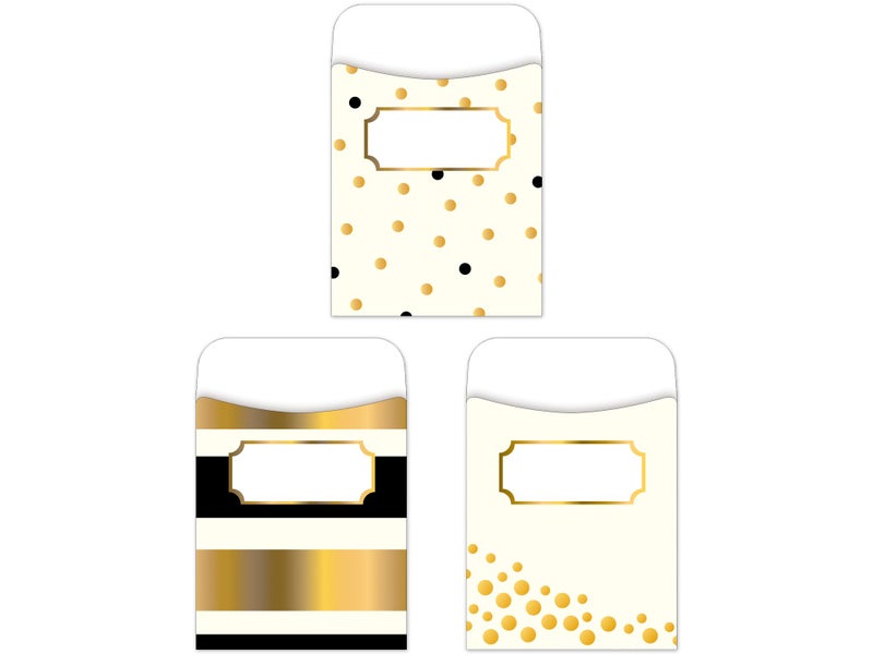 Barker Creek Peel & Stick Gold Library Pockets, 3 Designs, Great for Holding Library, Index, Flash Cards & More! 3½" x 5⅛", 30 Per Pkg (1237) - Image 5