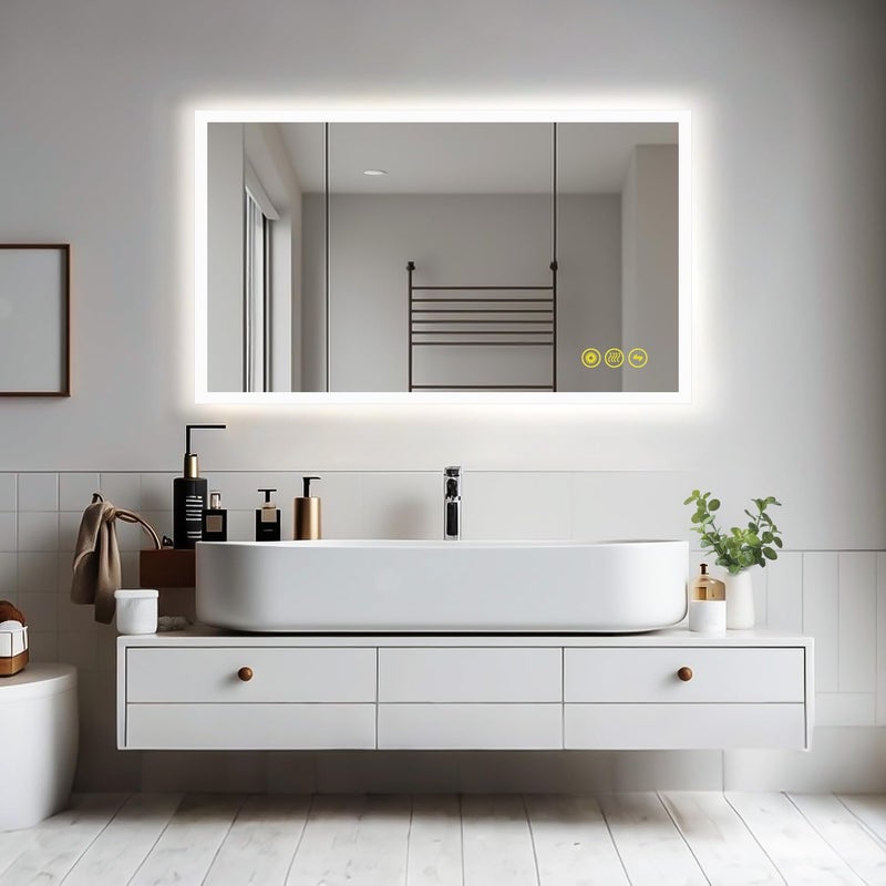 CITYMODA CITYMODA Bathroom Mirror with LED Lights 36x24 Inch 3 Colors Dimmable Vanity Mirror AntiFog Wall Mounted Illuminated Smart Bathroom LED Mirror HorizontalVertical Backlit Mirror 