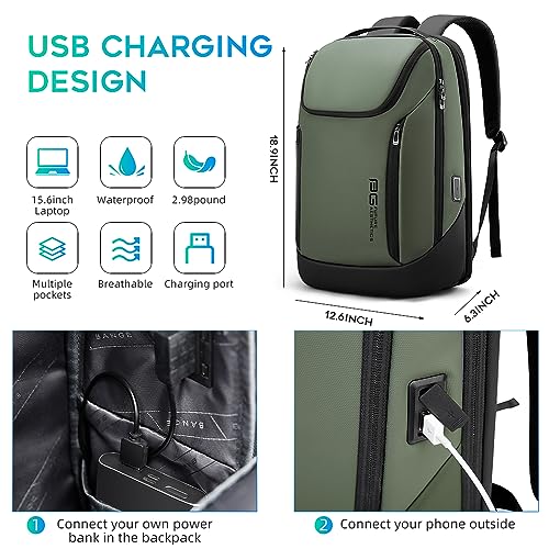 BANGE Business Smart Backpack Waterproof fit 15.6 Inch Laptop Backpack with USB Charging Port,Travel Durable Backpack - Image 2