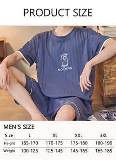 DUNISO Men's Soft Pajamas Set 2 Piece Cotton Sleepwear Short Sleeve  Crewneck Top and Shorts Loungewear Summer Sleepwear Set Home Wear  - Image 4
