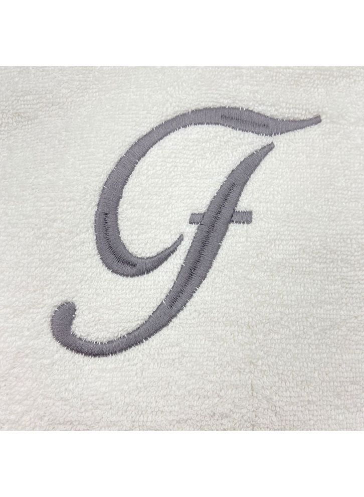 BYFT Embroidered For You (White) Luxury Monogrammed Bath Towel (70 x 140 Cm -Set of 1) 100% Cotton, Highly Absorbent and Quick dry Bath Linen -600 Gsm (Silver Letter F) - Image 2