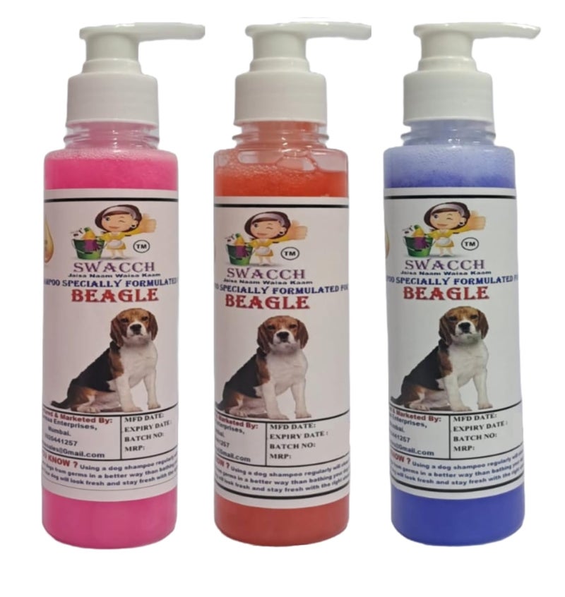 SWACCH Premium Shampoo for Beagle (200ML)(Combo Pack of 3) Rose, Strawberry & Lavender - Image 1
