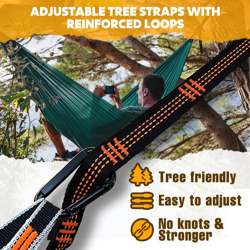 NATUREFUN Ultra-Light Travel Camping Hammock | 300kg Load Capacity,(275 x 140 cm) Breathable,Quick-drying Parachute Nylon | 2 x Premium Carabiners,2 x Nylon Slings Included | Outdoor Indoor Garden - Image 3