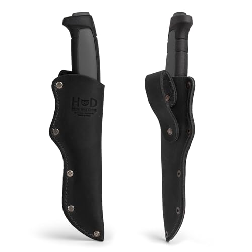 Hide & Drink, Thick Leather Mora Knife Sheath w/Belt Loop, Handmade Includes 101 Year Warranty (Charcoal Black) - Image 1