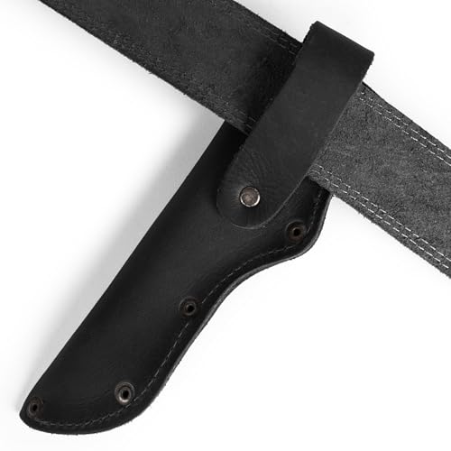 Hide & Drink, Thick Leather Mora Knife Sheath w/Belt Loop, Handmade Includes 101 Year Warranty (Charcoal Black) - Image 3