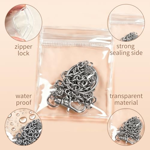 Elempony 50Pcs Jewelry Storage Bags, Resealable PVC Clear Jewelry Bags Plastic Jewelry Pouches with Self-Sealing Zipper, Anti-Tarnish Bags for Rings, Earrings, Bracelets, and Small Jewelry Packaging - Image 3