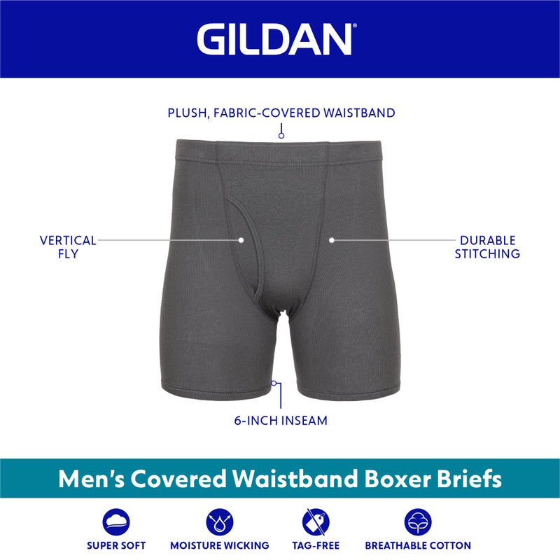 Gildan Men's Underwear Covered Waistband Boxer Briefs, Multipack, Mixed Royal (5-Pack), X-Large - Image 2