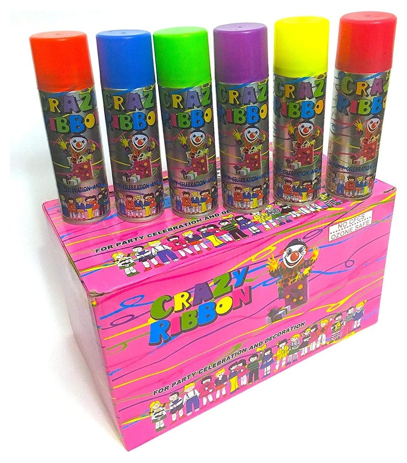 DeloPik Kids Party Spray Colored String Spray for Party Celebrations and Decorations, Crazy Ribbon Spray Pack of 6 - Image 1