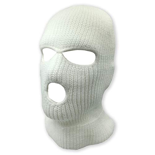 grinderPUNCH 3 Hole Beanie Face Mask Ski - Warm Double Thermal Knitted - Men and Women (White) - Image 1