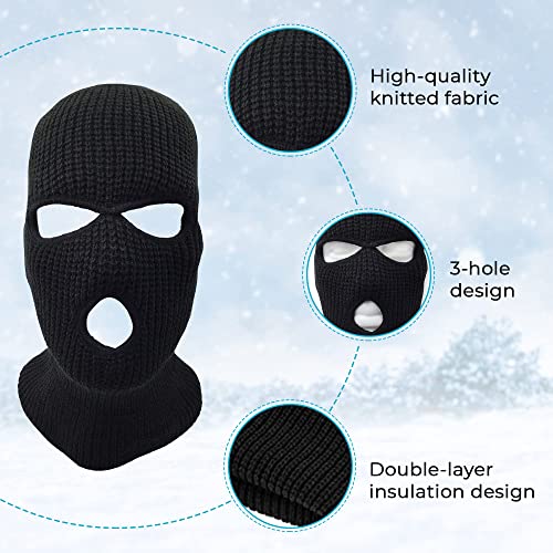 grinderPUNCH 3 Hole Beanie Face Mask Ski - Warm Double Thermal Knitted - Men and Women (White) - Image 4