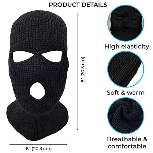 grinderPUNCH 3 Hole Beanie Face Mask Ski - Warm Double Thermal Knitted - Men and Women (White) - Image 5