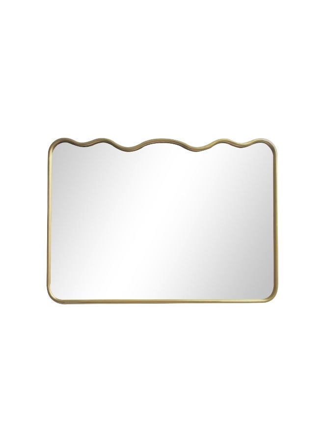 Migue home Rectangular Wavy Wall Mirror With Gold Frame, Decorative Mirror For Bedroom, Living Room & Entryway - Size 66cm x 60cm x 2 cm in Gold - Image 4