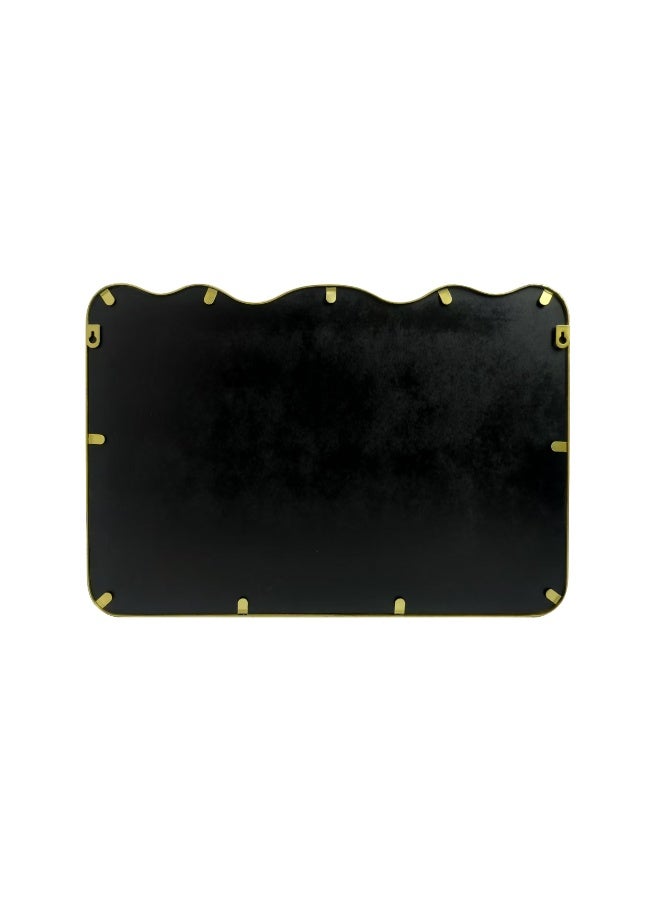 Migue home Rectangular Wavy Wall Mirror With Gold Frame, Decorative Mirror For Bedroom, Living Room & Entryway - Size 66cm x 60cm x 2 cm in Gold - Image 2