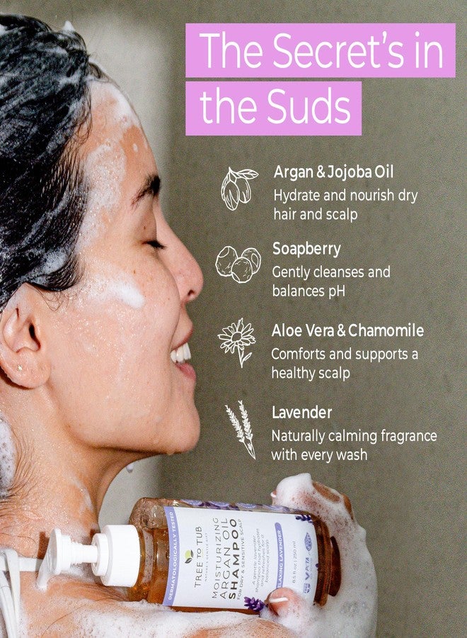 Tree to Tub Lavender Dry Hair Shampoo for Sensitive Scalp - Gentle Hydrating Dry Scalp Shampoo for Women & Men, Moisturizing Sulfate Free Shampoo w/Organic Argan Oil, Chamomile, All Natural Aloe Vera - Image 3