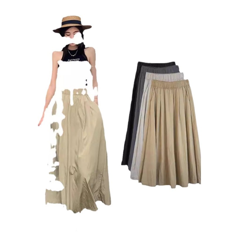 New Yamamoto Skirt High Waist Pleated Long Skirt Thin Solid Color Versatile Summer Slimming Japanese Style Casual Lazy Style - Image 5