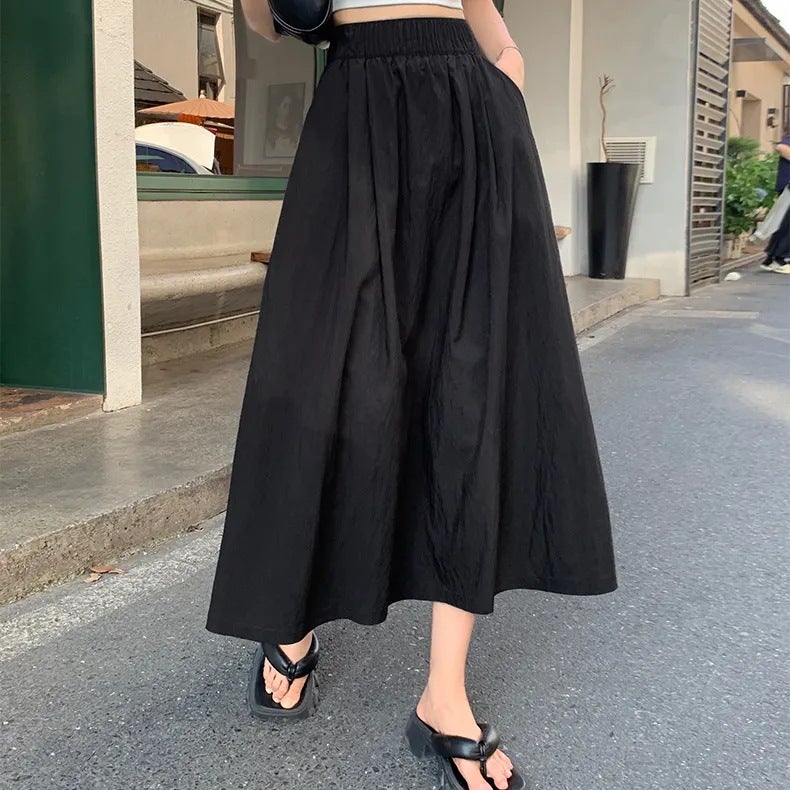 New Yamamoto Skirt High Waist Pleated Long Skirt Thin Solid Color Versatile Summer Slimming Japanese Style Casual Lazy Style - Image 3