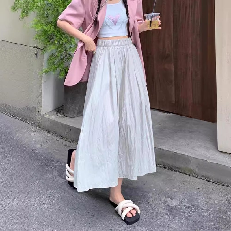 New Yamamoto Skirt High Waist Pleated Long Skirt Thin Solid Color Versatile Summer Slimming Japanese Style Casual Lazy Style - Image 2