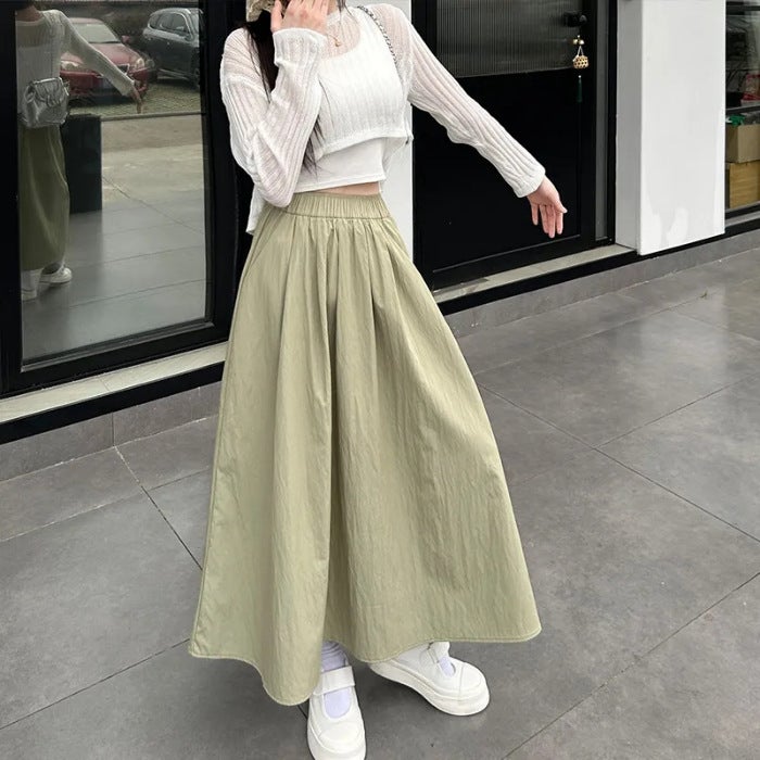 New Yamamoto Skirt High Waist Pleated Long Skirt Thin Solid Color Versatile Summer Slimming Japanese Style Casual Lazy Style - Image 1