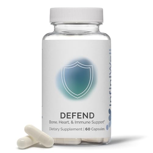 InfiniWell Defend Bone Heart Immune Support 60 Capsules 60 Day Supply Healthy Immune Function and Cardiovascular Health Support Dietary Supplement with Vitamins A D3 and K2