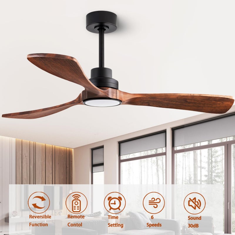 dearnow 52â€ Ceiling Fans with Remote Control/Dimmer and Color Reduction with 3 Solid Wood Fan Blades, Ceiling Fan can be Used Indoors and Outdoors for Living Room, Dining Room, Pavilion Yard. - Image 5