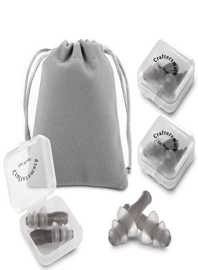 Craftersmark Sleeping Ear Plugs 4-Pack with Travel Pouch,Sleeping Noise Cancelling and Sound Blocking,Ear Plugs for Sleeping, Swimming, Concerts,Comfortable Fit，Reusable Silicone，BPA Free Craftersmark（Gray） - Image 1