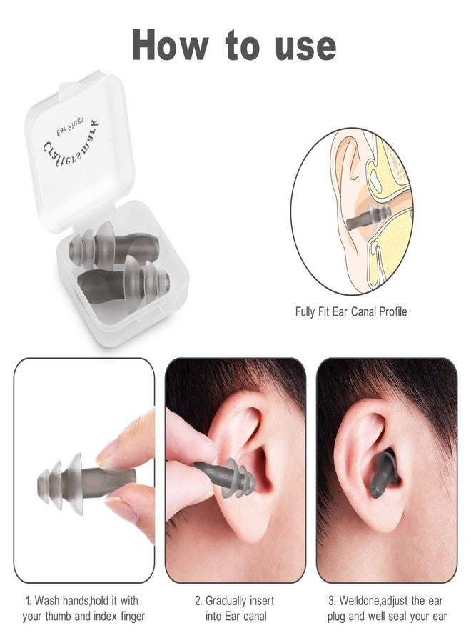 Craftersmark Sleeping Ear Plugs 4-Pack with Travel Pouch,Sleeping Noise Cancelling and Sound Blocking,Ear Plugs for Sleeping, Swimming, Concerts,Comfortable Fit，Reusable Silicone，BPA Free Craftersmark（Gray） - Image 3