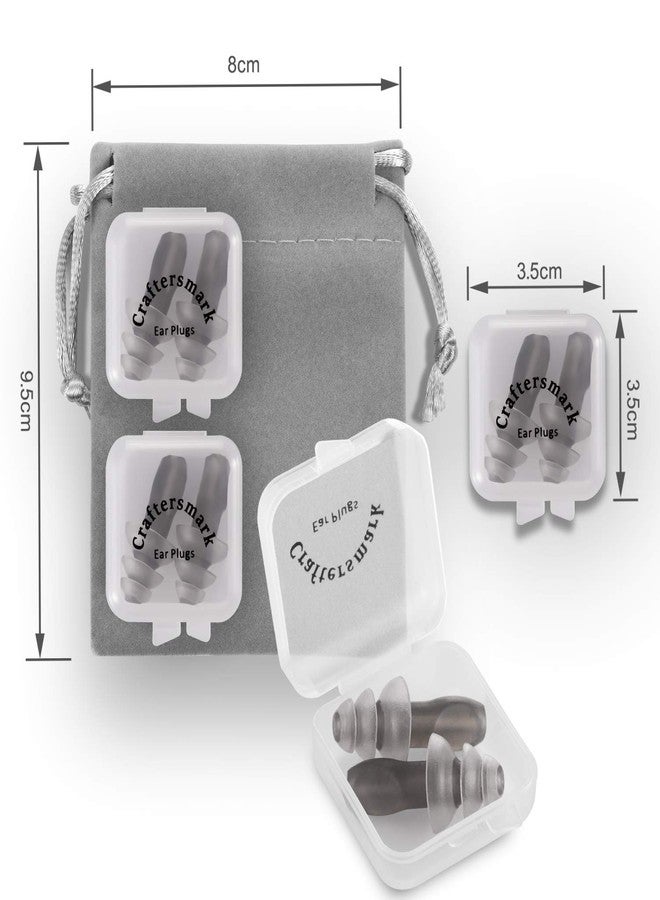 Craftersmark Sleeping Ear Plugs 4-Pack with Travel Pouch,Sleeping Noise Cancelling and Sound Blocking,Ear Plugs for Sleeping, Swimming, Concerts,Comfortable Fit，Reusable Silicone，BPA Free Craftersmark（Gray） - Image 2