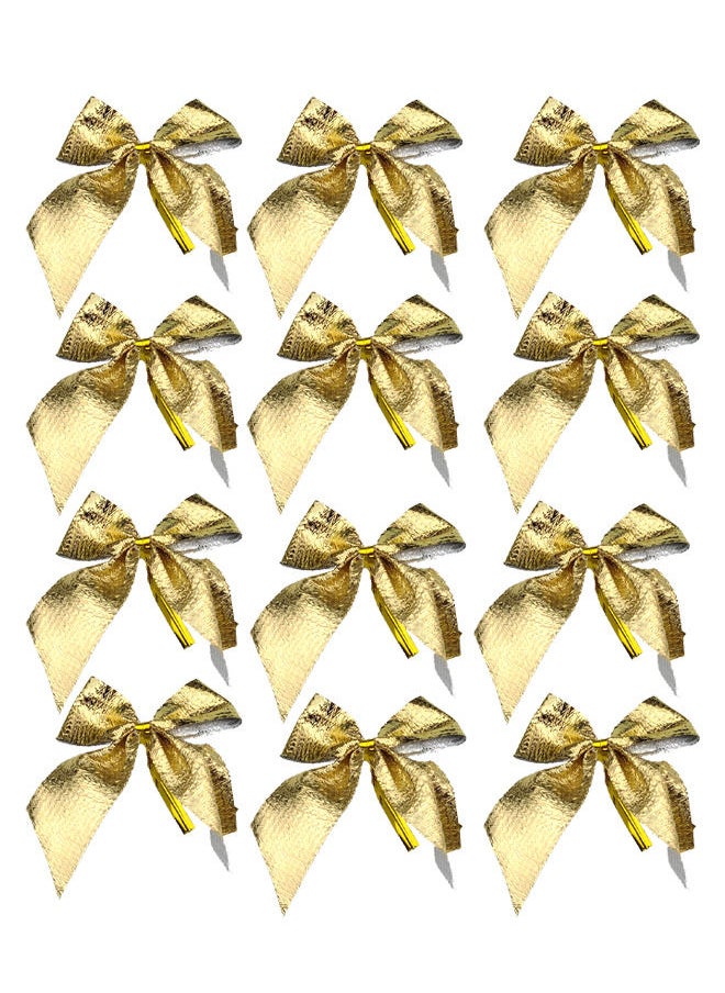 Depend Gift Wrapping 12 Pieces Paper Card Gold Glitter Sequin Decoration Solid And Stable Pendants Create A Warm Festive Atmosphere Bow Decoration  - Image 1