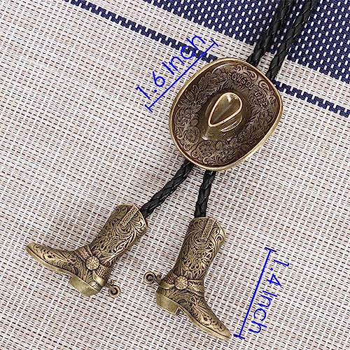 Wentur Bolo Ties for Men Western - 3D Cowboy Hat Bolo Tie Design with Vintage Cowboy Boots Bolo Tie Western Bolotie Cowboy Bola Tie - Image 5