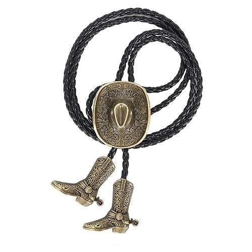 Wentur Bolo Ties for Men Western - 3D Cowboy Hat Bolo Tie Design with Vintage Cowboy Boots Bolo Tie Western Bolotie Cowboy Bola Tie - Image 1