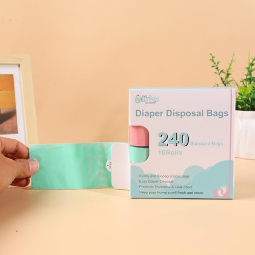 USBOO Diaper Bags Disposable for Baby 16 Refill Rolls240 Bags OXOBiodegradable Waste BagsDirty Disposable Diaper BagsDiaper Trash BagsRainbow - Image 3