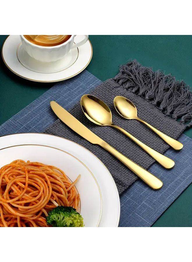 Golden 24 Piece Stainless Steel Tableware Set Mirror Polished Dishwasher Safe - Image 5