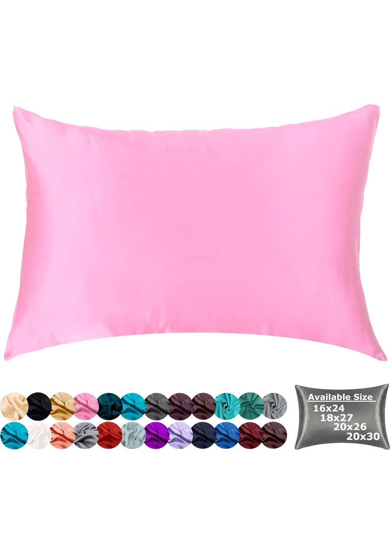 TUW The Universal Wardrobe 300 TC Soft Silk Satin Pillow Cover for Hair and Skin Single PC Crystal Rose 20X26 Inch  - Image 1