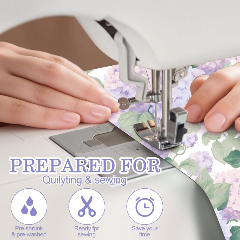 Tudomro 60 Pcs Purple Floral Fabric Squares 10 x 10 Inch Cotton Purple Pink Hydrangea Lavender Rose Gingham Fat Quarters Bundles Fabric Vintage Spring Precut Patchwork for Sewing Quilting DIY Crafts - Image 3