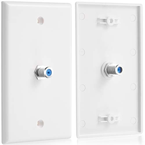 Weewooday 16 Pcs 1Port TV Cable Wall Plate with F Connector Coax Wall Plate Video Jack Single Gang Blue - Image 3