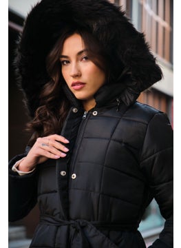 1Tarz 1 style Toridas Casual Winter Full Length Puffer Women's Coat BT180BLACK5  - Image 2