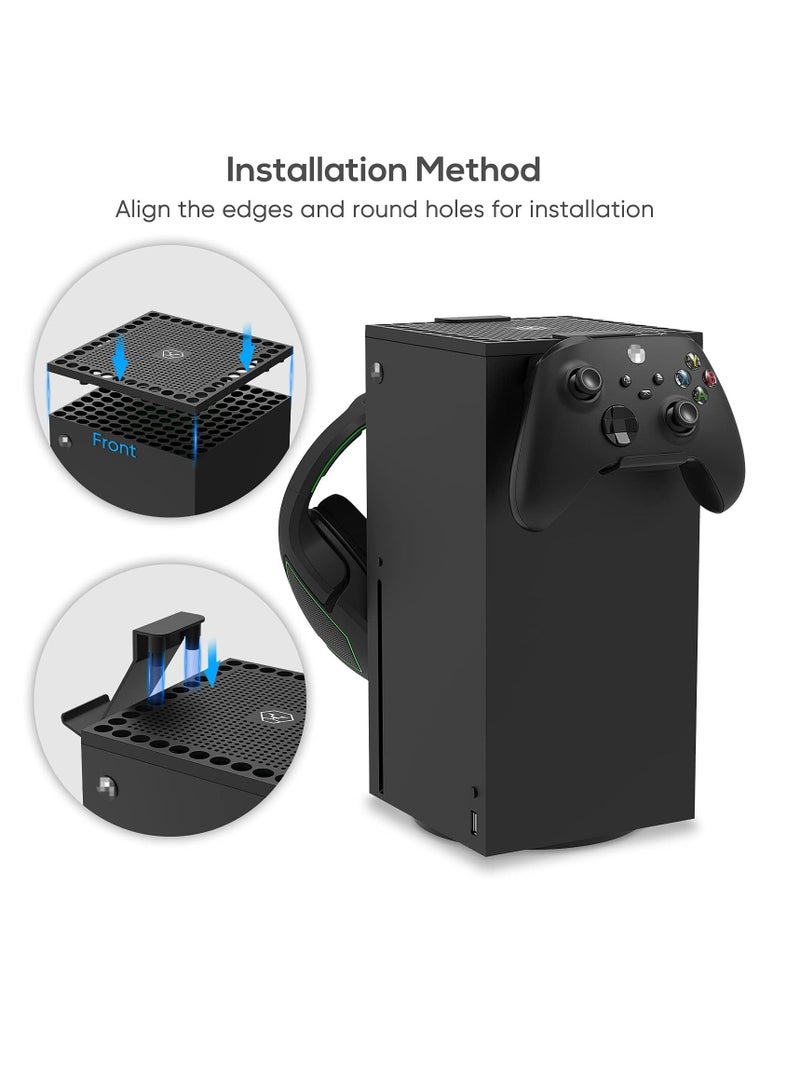 Excefore Dust Cover Controller Mount Compatible for Xbox Series X - 2 in 1 Game Accessories with Dust Filter Cover Compatible for XSX Console and 2 Holder Hanger Stand for Series X Controller & Game Headset  - Image 5