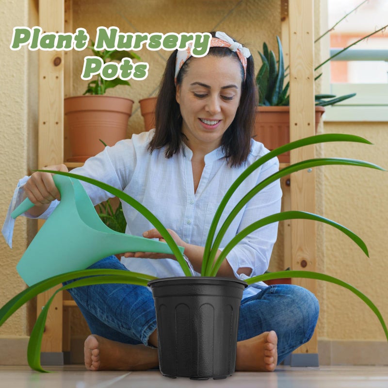 Pynqdfu 60 Pcs 1 Gallon Plant Nursery Pots,Plastic Seed Starter Pot with Drainage Holes,Plastic Plant Pots for Planting,Cuttings,Transplanting,Home Garden(Black) - Image 5