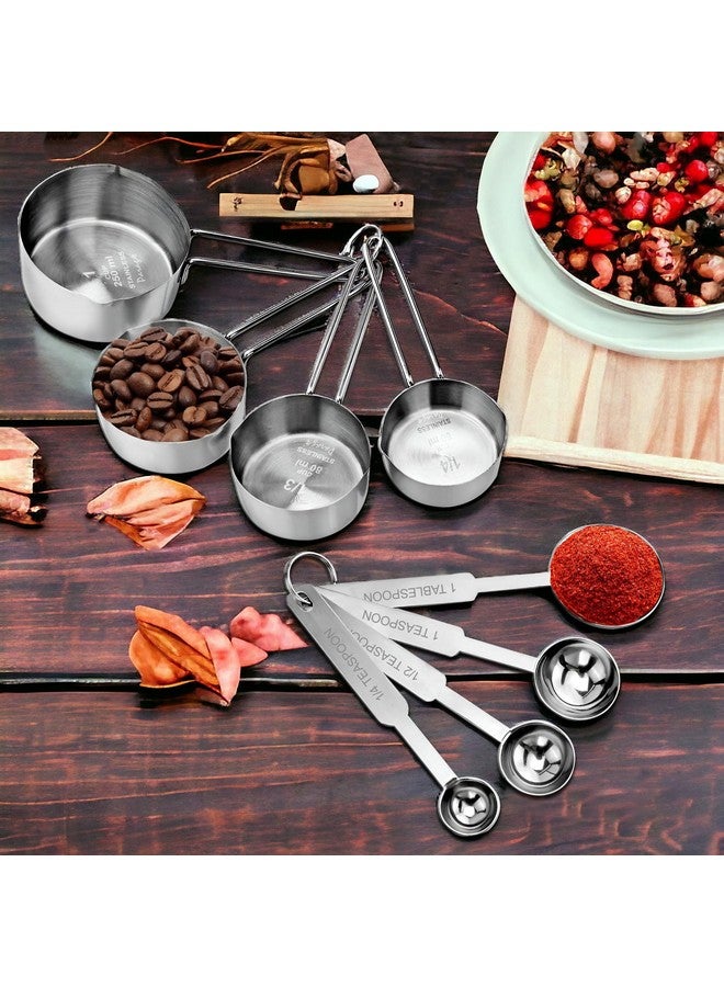 Parage Stainless Steel Measuring Cups & Spoon Combo for Dry or Liquid/Kitchen Gadgets/Cooking & Baking/Stackable Professional Measuring Cup Set with Measurement Handles (WH,Set of 4 Cups & 4 Spoons) - Image 5
