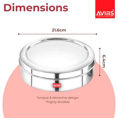 AVIAS Elegant Stainless Steel Spice Box with Lid/Masala Dani with 7 Compartments and Steel Spoon/Steel Masala Dabba for Kitchen/Masala Box for Kitchen/Rust Resistant Masala Dabba/Small - Image 3