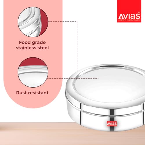 AVIAS Elegant Stainless Steel Spice Box with Lid/Masala Dani with 7 Compartments and Steel Spoon/Steel Masala Dabba for Kitchen/Masala Box for Kitchen/Rust Resistant Masala Dabba/Small - Image 5