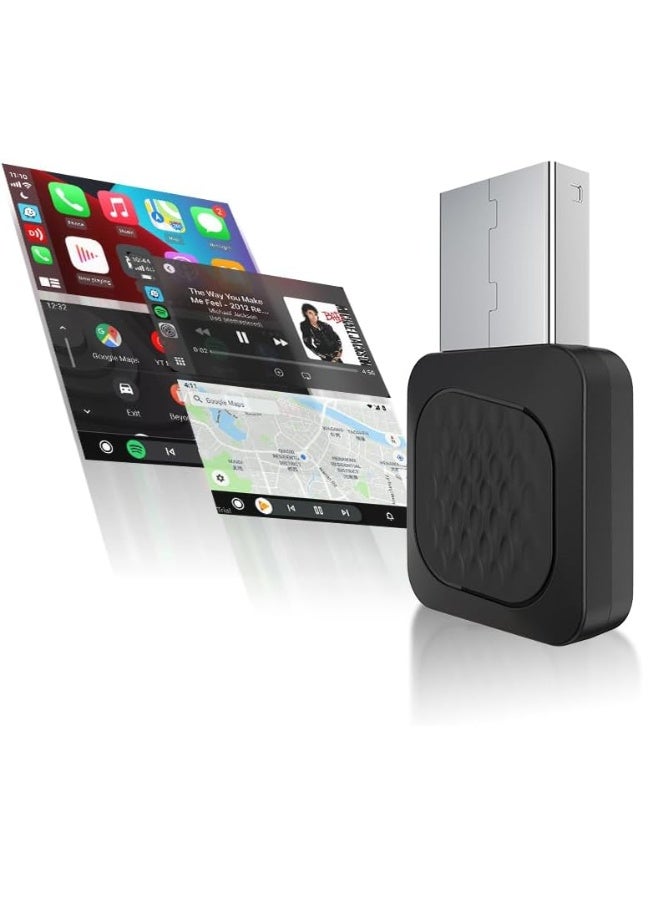 New Verison 2-in-1 Wireless CarPlay and Wireless Android Auto Adapter for Factory Wired CP/AA,Not Use for BMW and Tesla,Compact Size and Easy to Use,Black