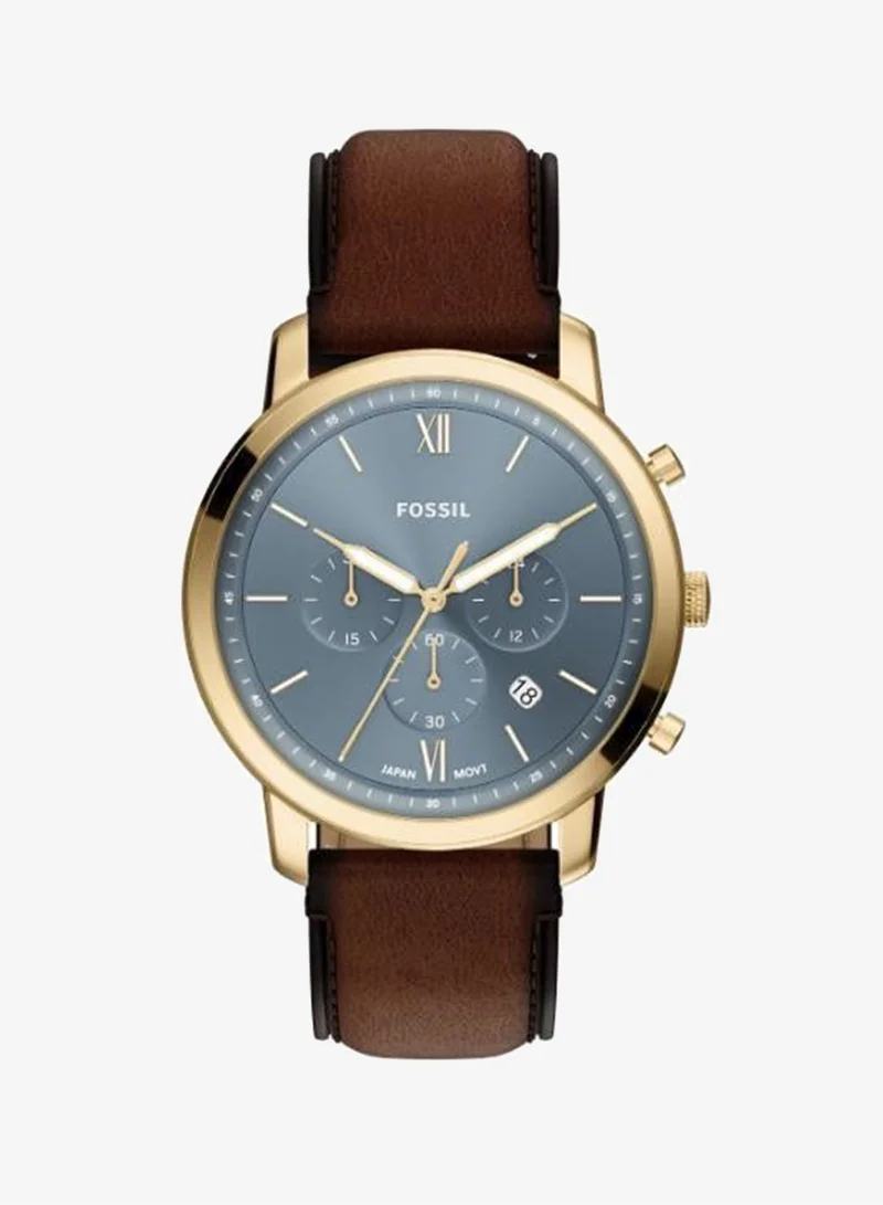 FOSSIL FS6162 Analog Watch with Gold Plated Leather Strap